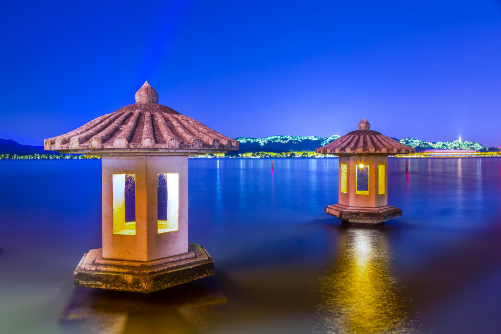 city wood frame sunset scenic sights